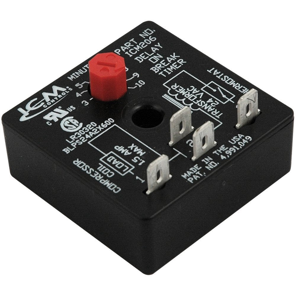 ICM Controls ICM206B Delay on Break Timer with 3-10 Minute Time Delay, 18-30 VAC - Edmondson Supply