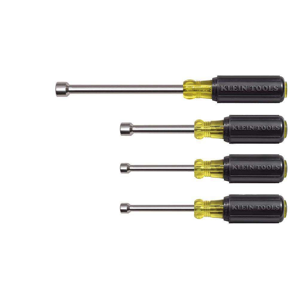 Klein Tools 633 Nut Driver Set 3-Inch Shafts, Cushion Grip, 4-Piece - Edmondson Supply