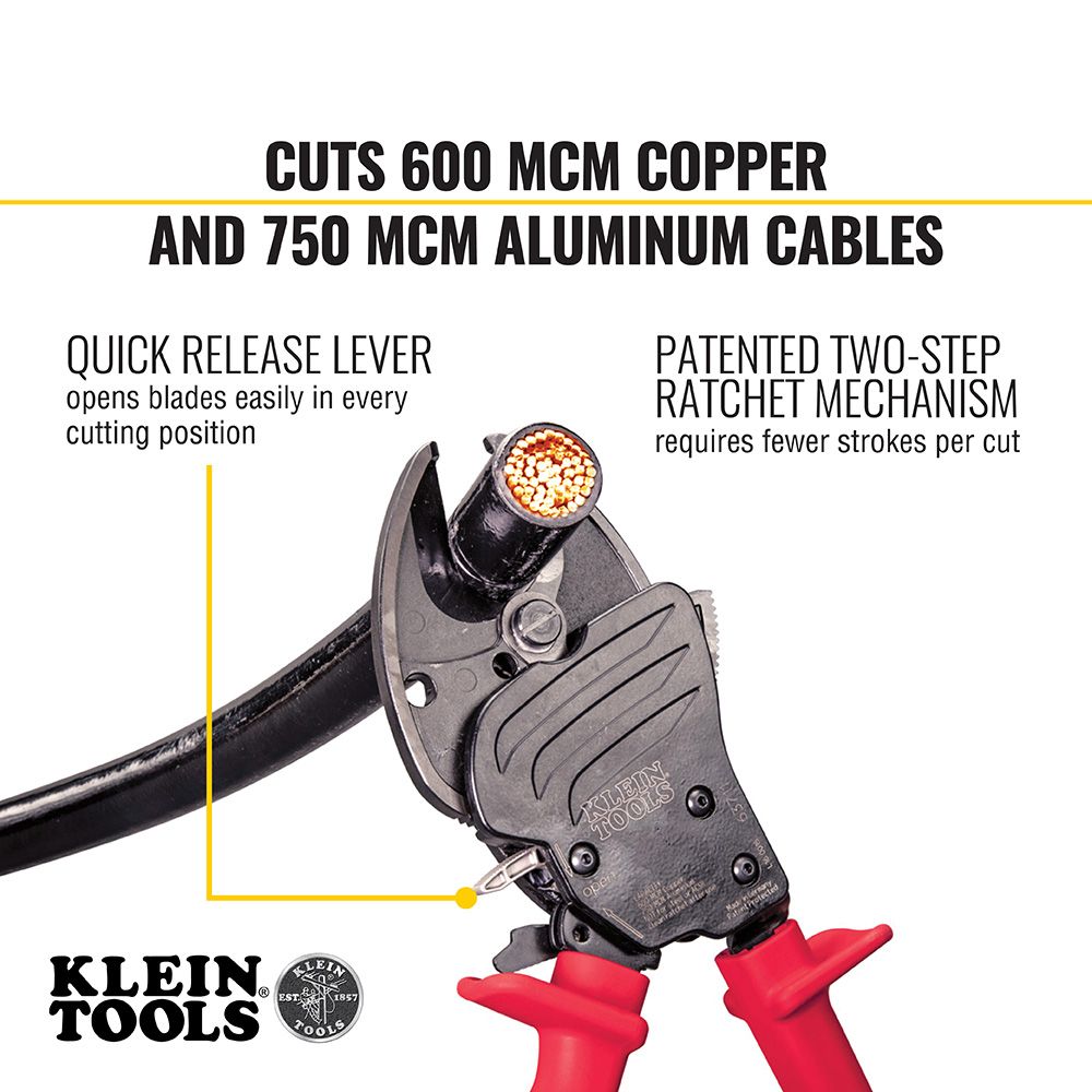 Klein Tools 63711 Open Jaw Ratcheting Cable Cutter - EDMONDSON SUPPLY