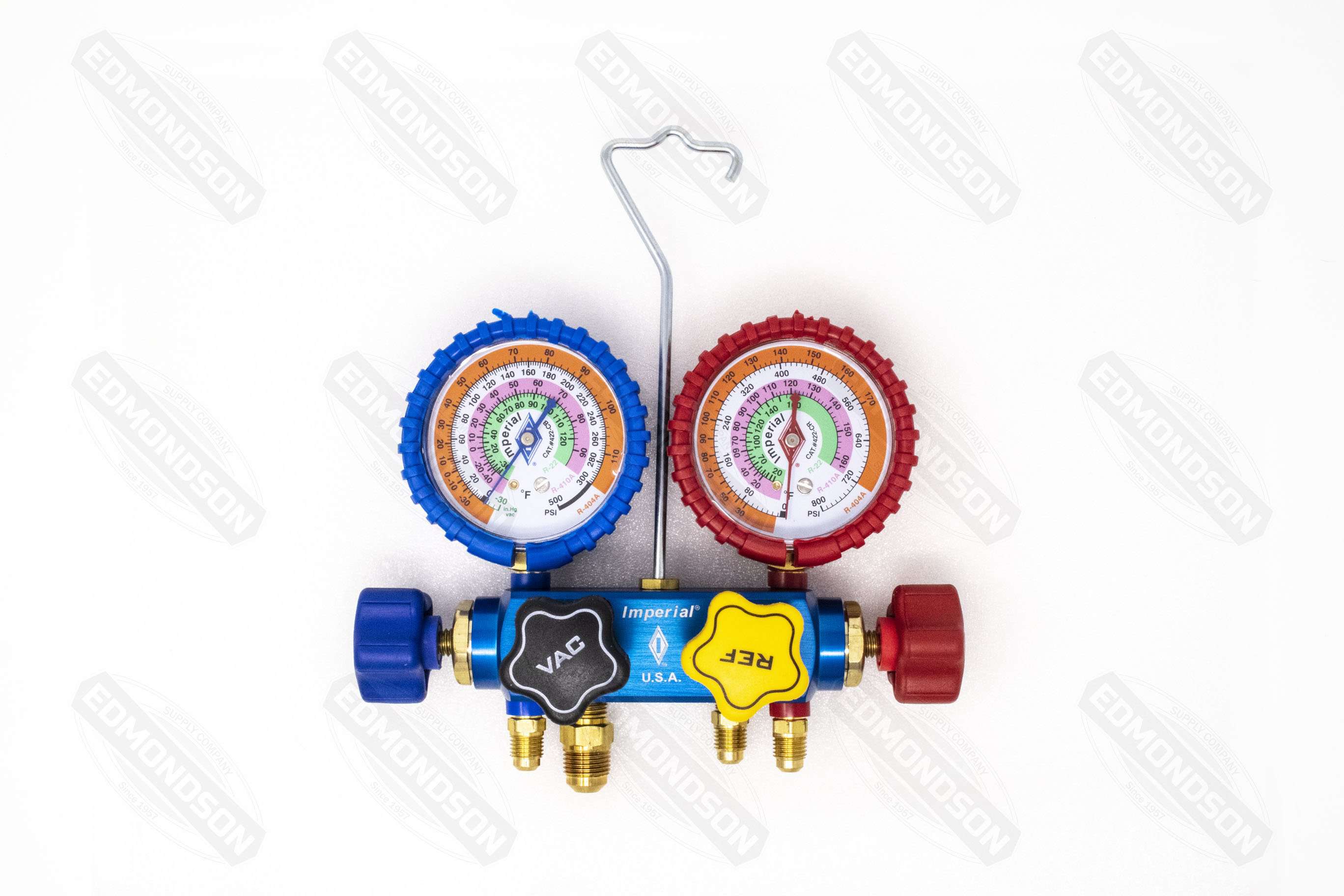 Imperial 644-C 600 Series 4-Valve Manifold w/4-60" Hoses R-410A, R-22, R-404A - Edmondson Supply