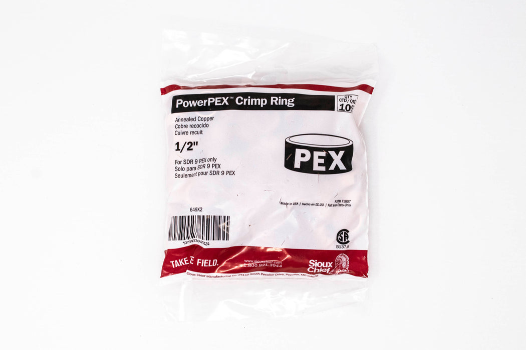 Sioux Chief 649X2 1/2" PEX Copper Crimp Ring (Bag of 100) - Edmondson Supply