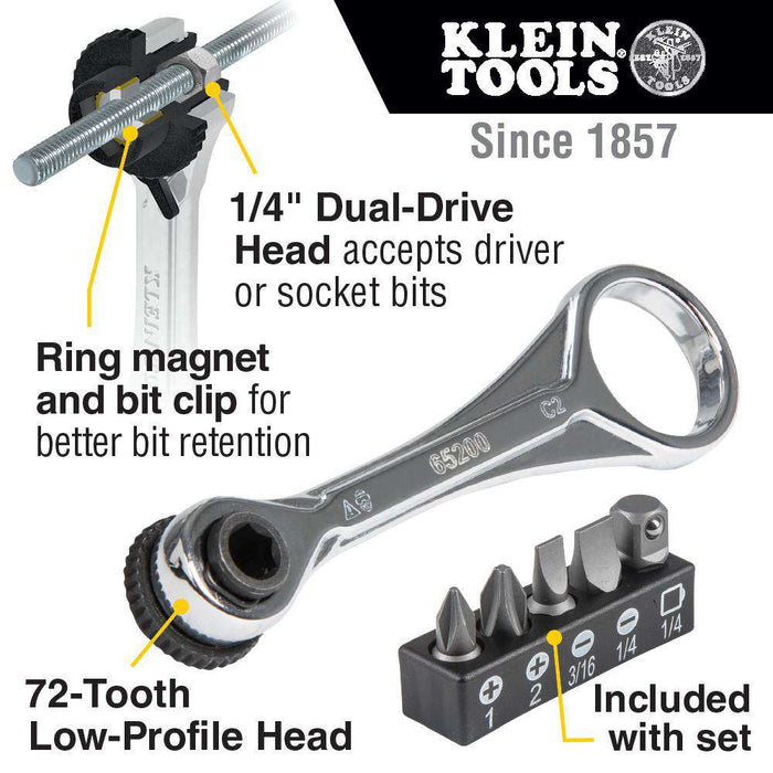 Klein Tools 65200 Slim-Profile Mini Ratchet Set, 5-Piece - Edmondson Supply