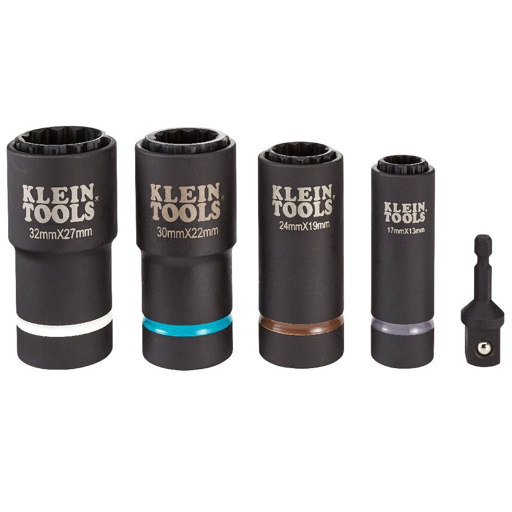 Klein Tools 66050E 2-in-1 Metric Impact Socket Set, 12-Point, 5-Piece - Edmondson Supply