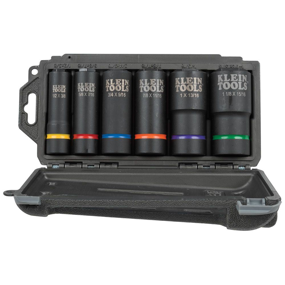 Klein Tools 66060 2-in-1 Impact Socket Set, 6-Point, 6-Piece - Edmondson Supply