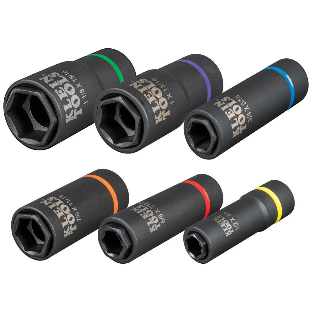 Klein Tools 66060 2-in-1 Impact Socket Set, 6-Point, 6-Piece - Edmondson Supply