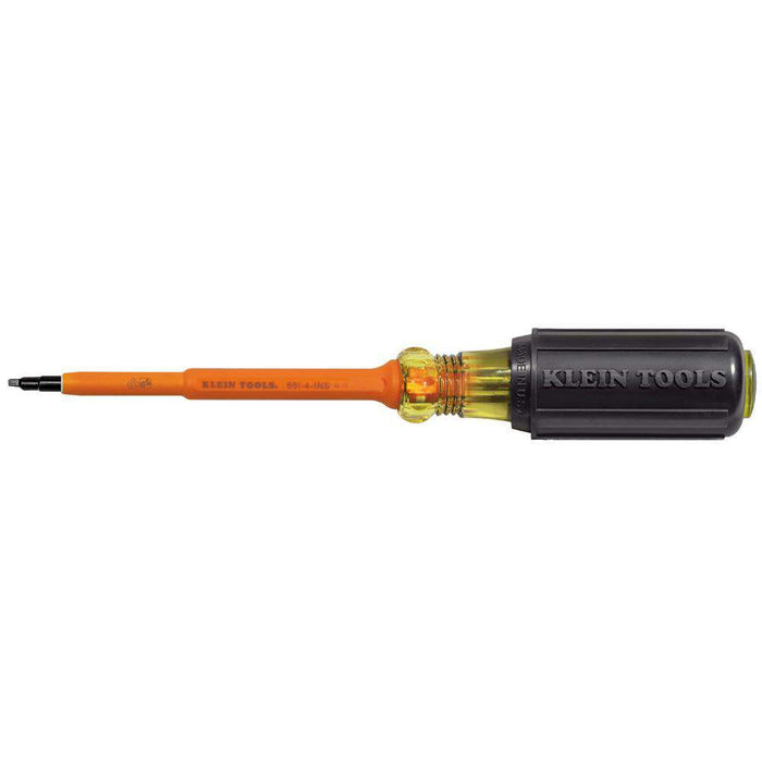 Klein Tools 661-4-INS Insulated Screwdriver, #1 Square Tip, 4-Inch Shank - Edmondson Supply