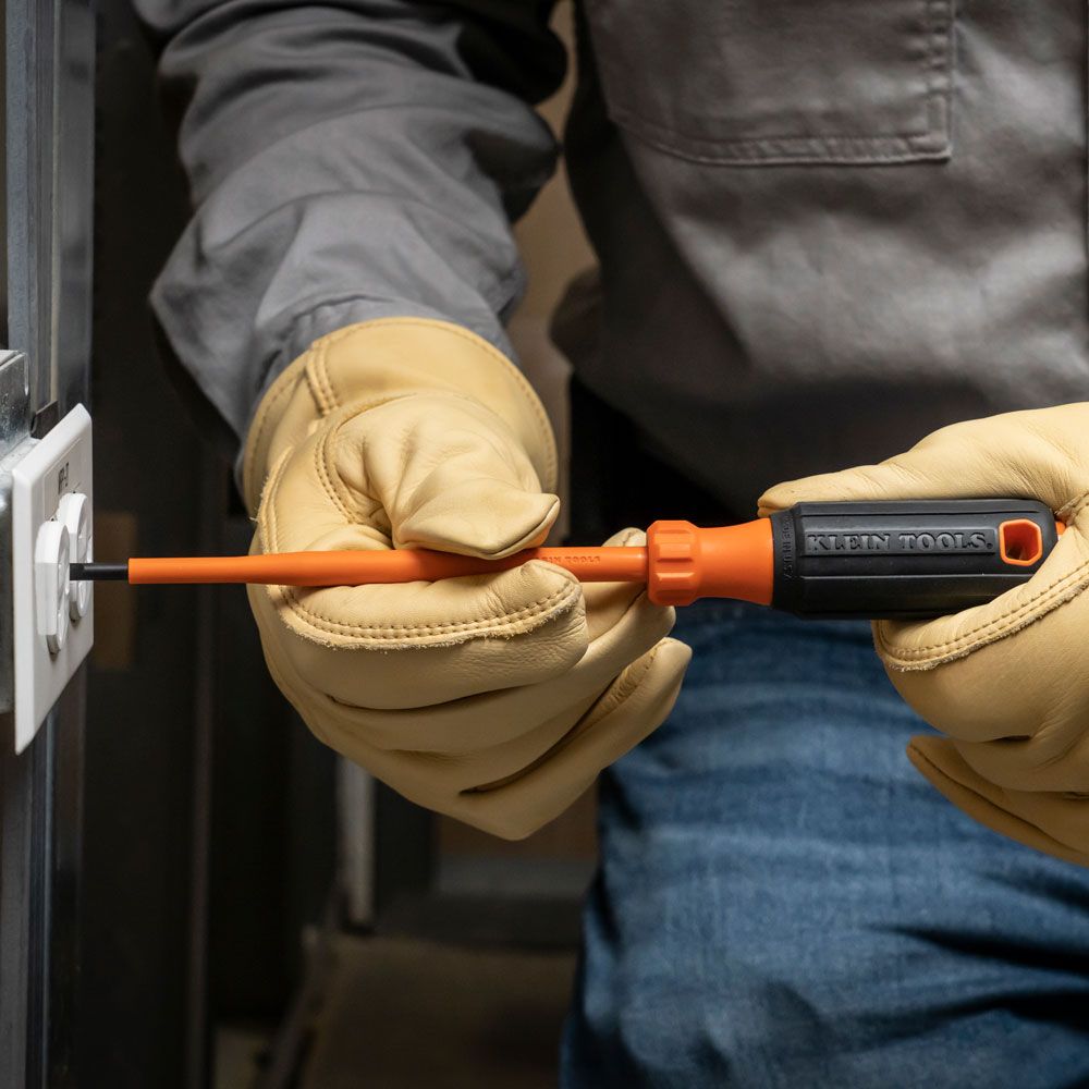Klein Tools 6816INS Insulated Screwdriver, 3/16-Inch Cabinet Tip, 6-Inch Round Shank - Edmondson Supply