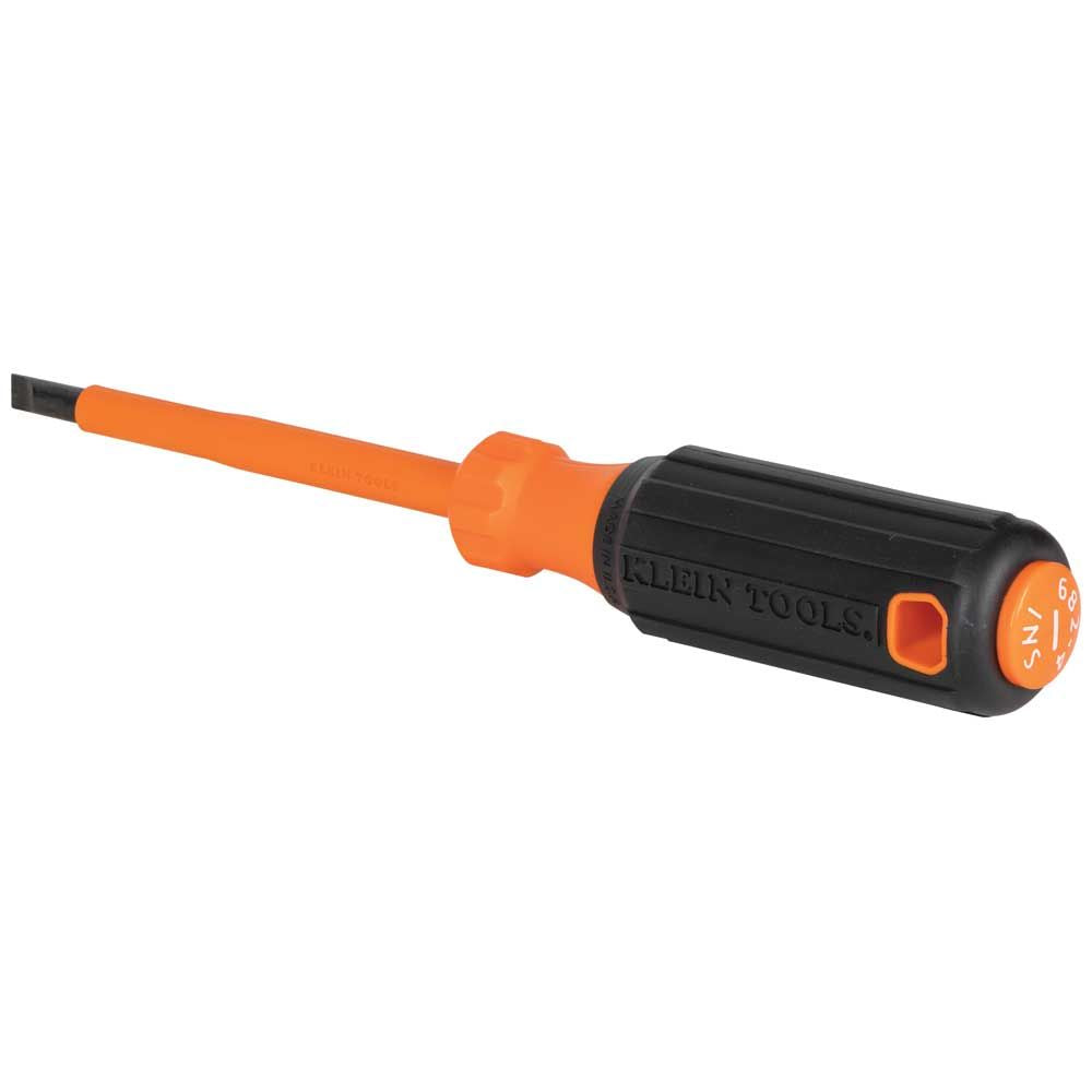 Klein Tools 6824INS Insulated Screwdriver, 1/4-Inch Cabinet Tip, 4-Inch Round Shank - Edmondson Supply