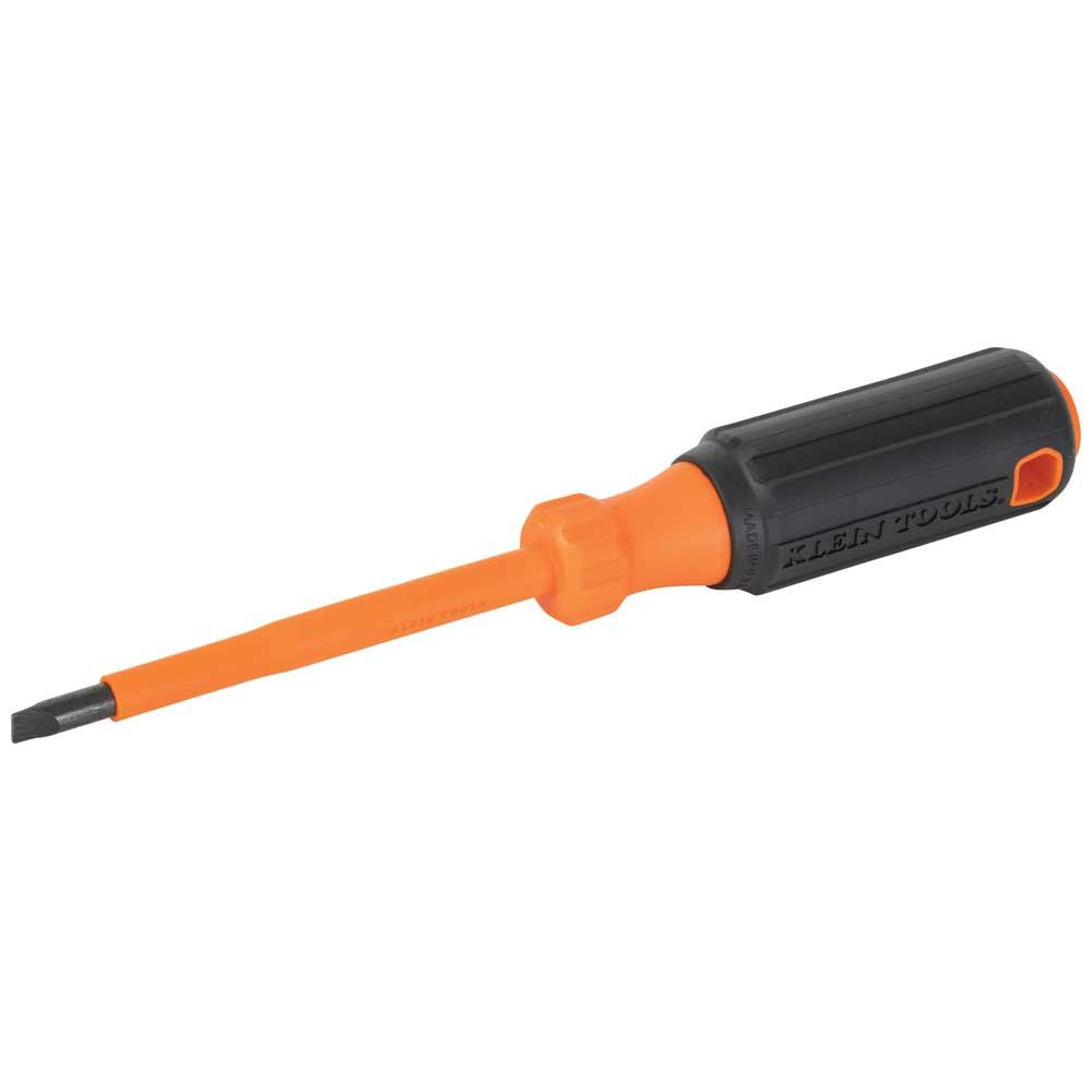 Klein Tools 6824INS Insulated Screwdriver, 1/4-Inch Cabinet Tip, 4-Inch Round Shank - Edmondson Supply