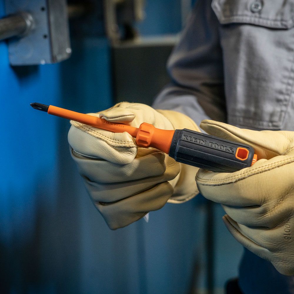 Klein Tools 6834INS Insulated Screwdriver, #2 Phillips Tip, 4-Inch Round Shank - Edmondson Supply