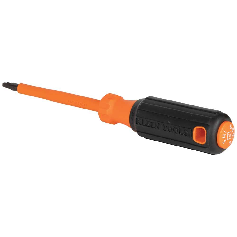 Klein Tools 6844INS Insulated Screwdriver, #2 Square Tip, 4-Inch Round Shank - Edmondson Supply