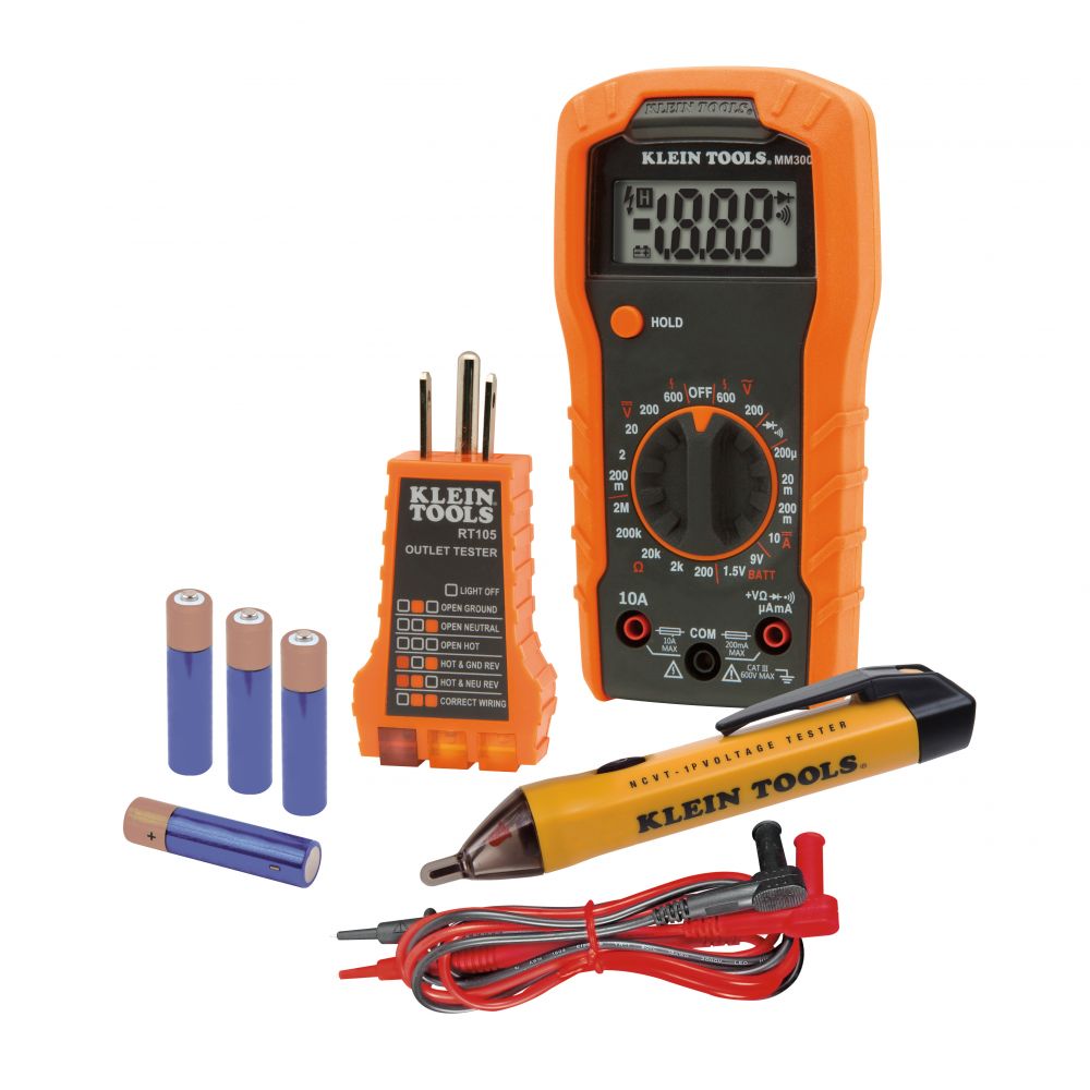 Klein Tools 69149P Test Kit with Multimeter, Non-Contact Volt Tester, Receptacle Tester - Edmondson Supply