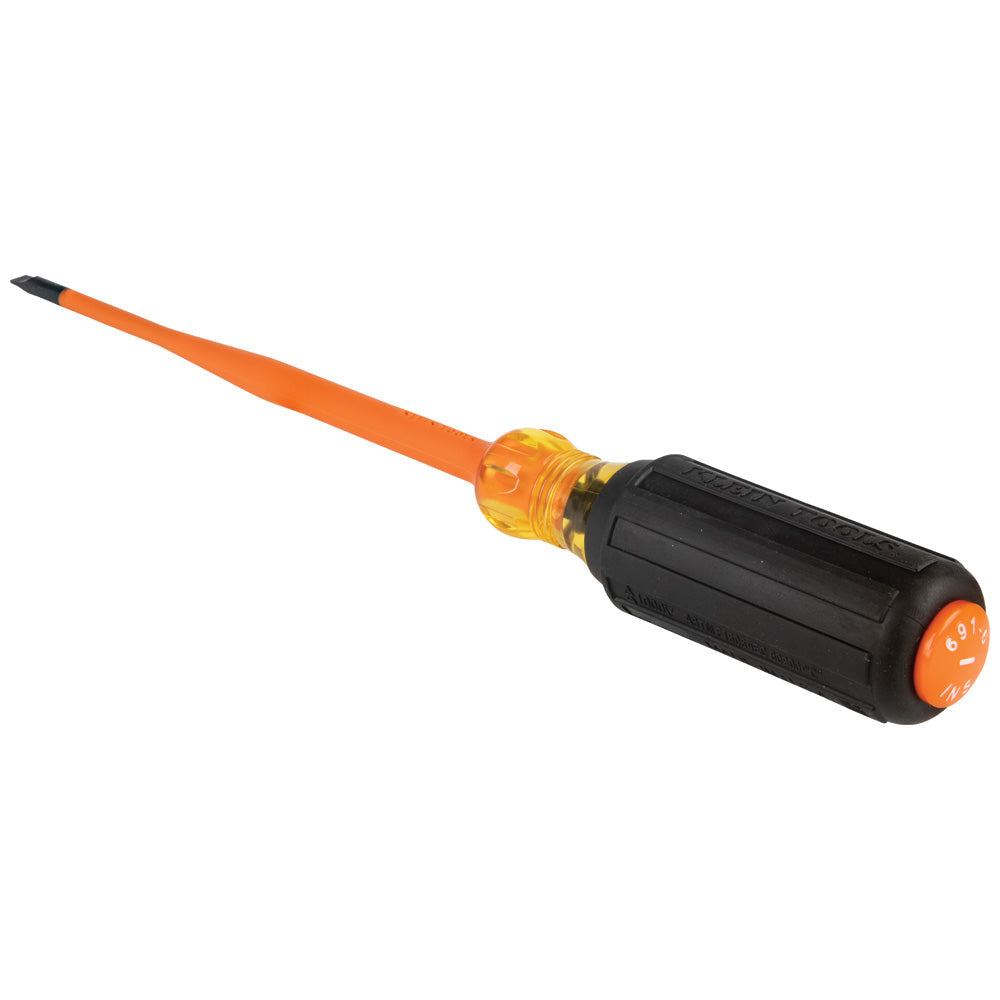 Klein Tools 6916INS Slim-Tip Insulated Screwdriver, 3/16-Inch Cabinet, 6-Inch Round Shank - Edmondson Supply