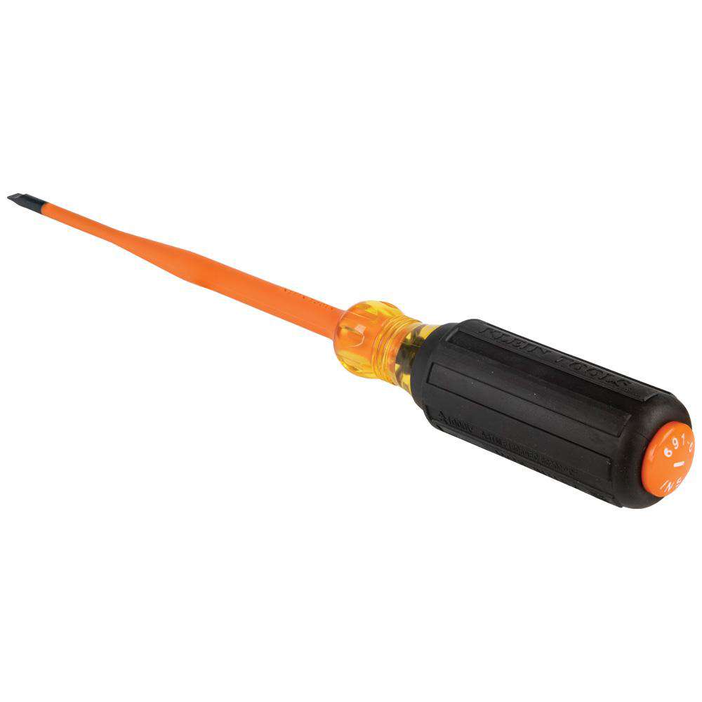 Klein Tools 6924INS Slim-Tip Insulated Screwdriver, 1/4-Inch Cabinet, 4-Inch Shank - Edmondson Supply