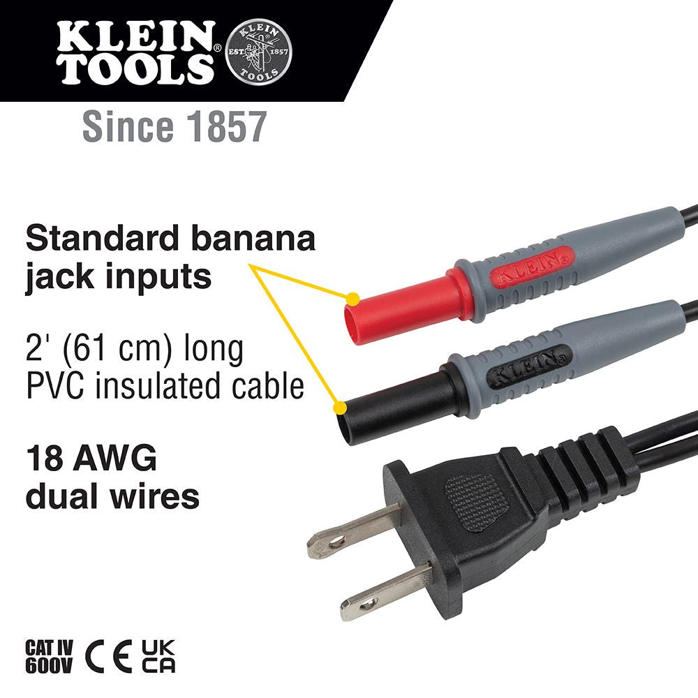 Klein Tools 69357 AC Plug to Banana Jacks - Edmondson Supply
