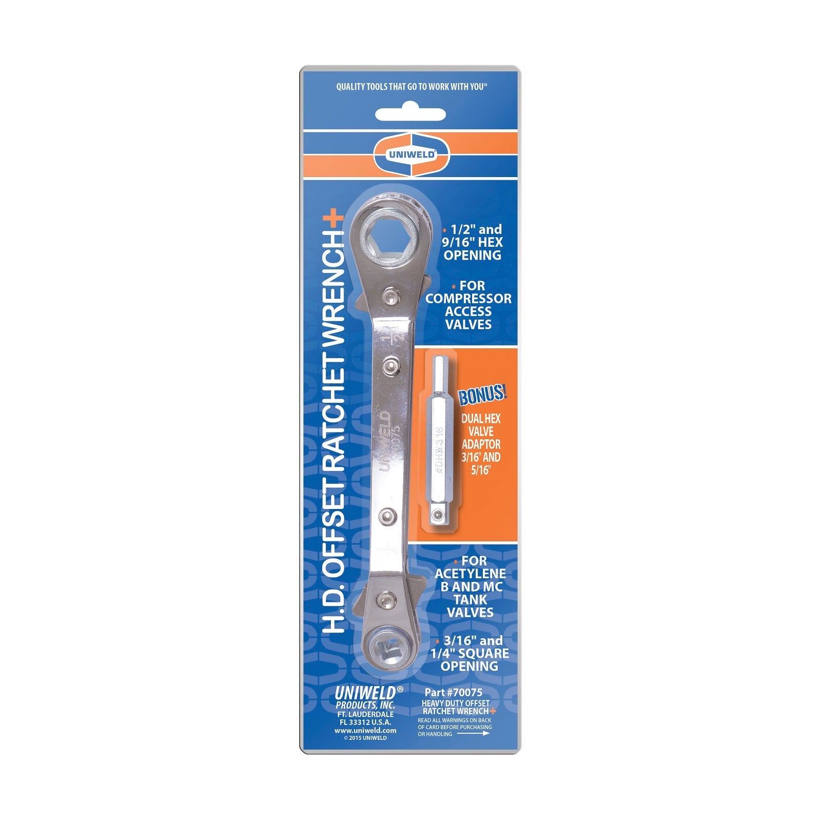Uniweld 70075 Heavy Duty Offset Ratchet Wrench+ - Edmondson Supply