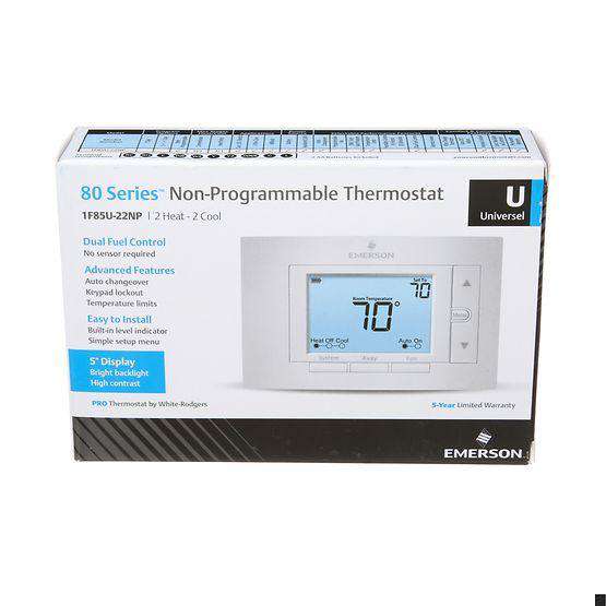 Emerson White-Rodgers 1F85U-22NP 80 Series Non-Programmable Thermostat, 2 Heat - 2 Cool - Edmondson Supply