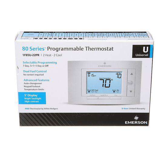 Emerson White-Rodgers 1F85U-22PR 80 Series Programmable Thermostat, 2 Heat - 2 Cool - Edmondson Supply