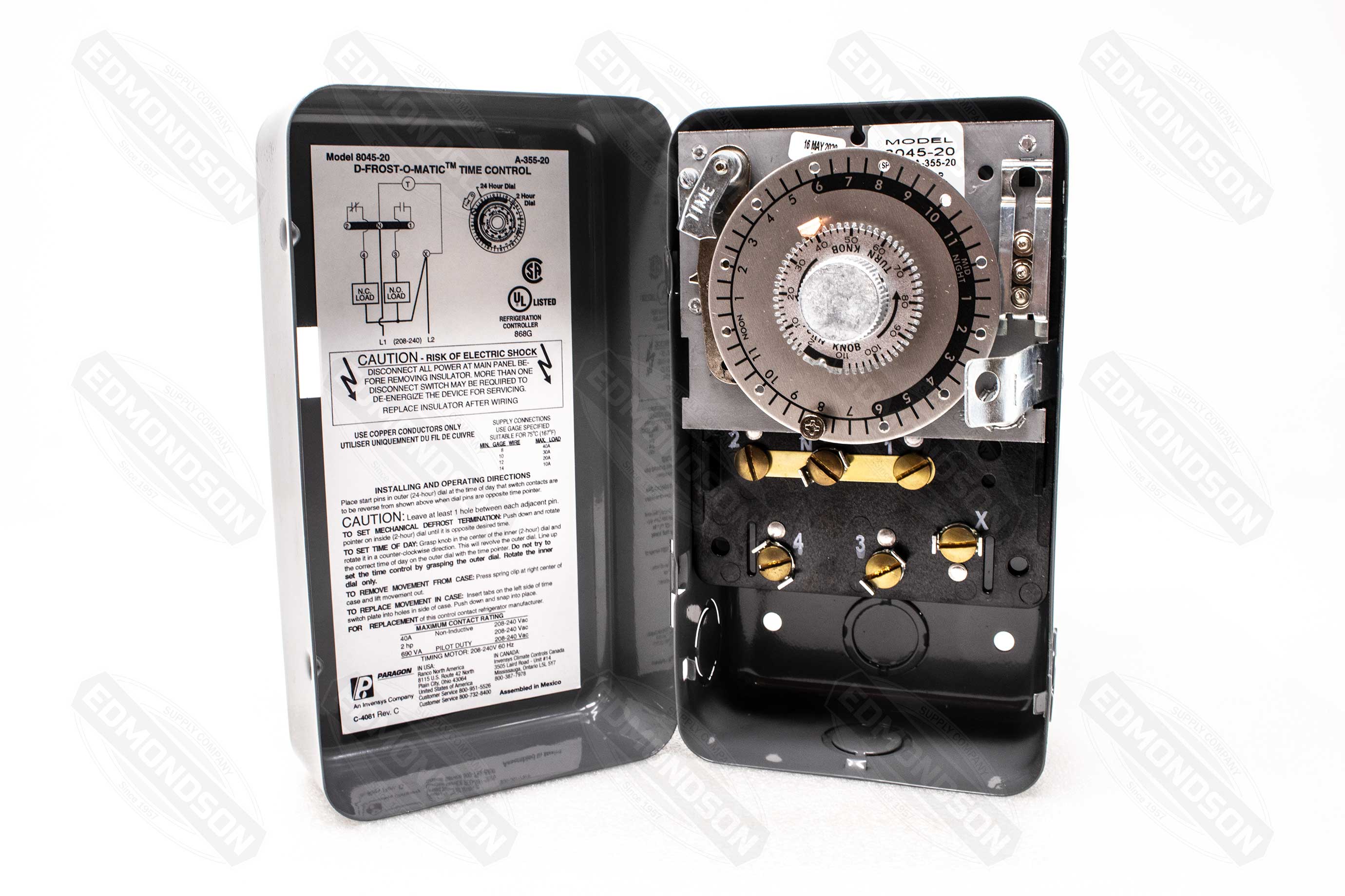 Paragon 8045-20 Defrost Commercial Timer Control, 208-240V AC, 60 Hz - Edmondson Supply