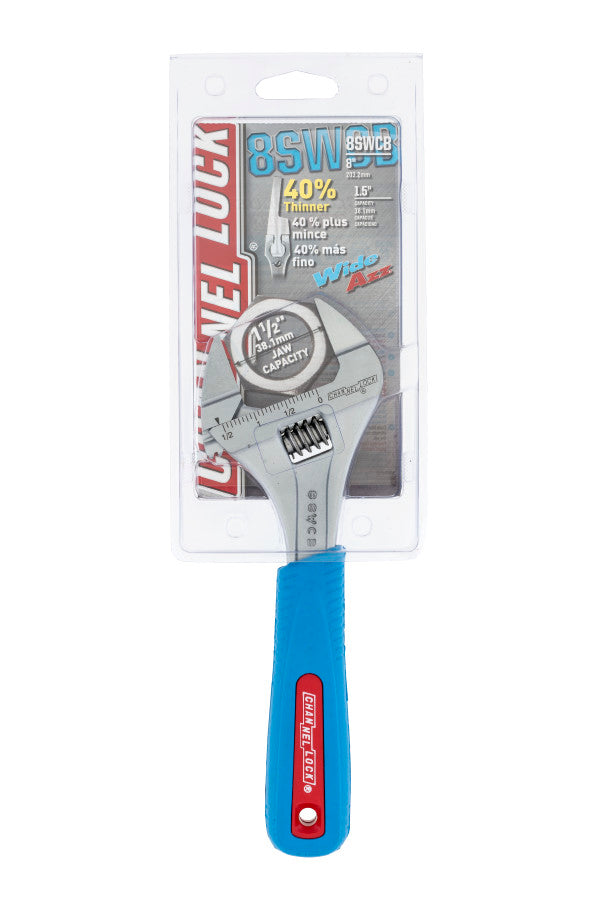 Channellock 8SWCB 8-Inch CODE BLUE® WIDEAZZ® Slim Jaw Adjustable Wrench - Edmondson Supply