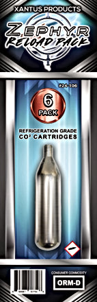 Xantus Products 24-106 Zephyr Reload Pack- Refrigeration Grade CO2 Cartridges (6 pack) - Edmondson Supply