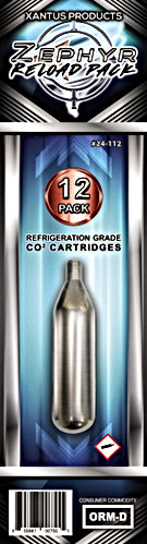 Xantus Products 24-112 Zephyr Reload Pack- Refrigeration Grade CO2 Cartridges (12 pack) - Edmondson Supply