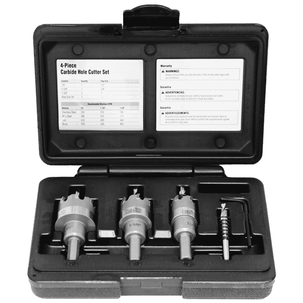 Rack-A-Tiers 92KIT4 Carbide Tipped Steel Hole Cutter Kit - 4 Pieces - Edmondson Supply
