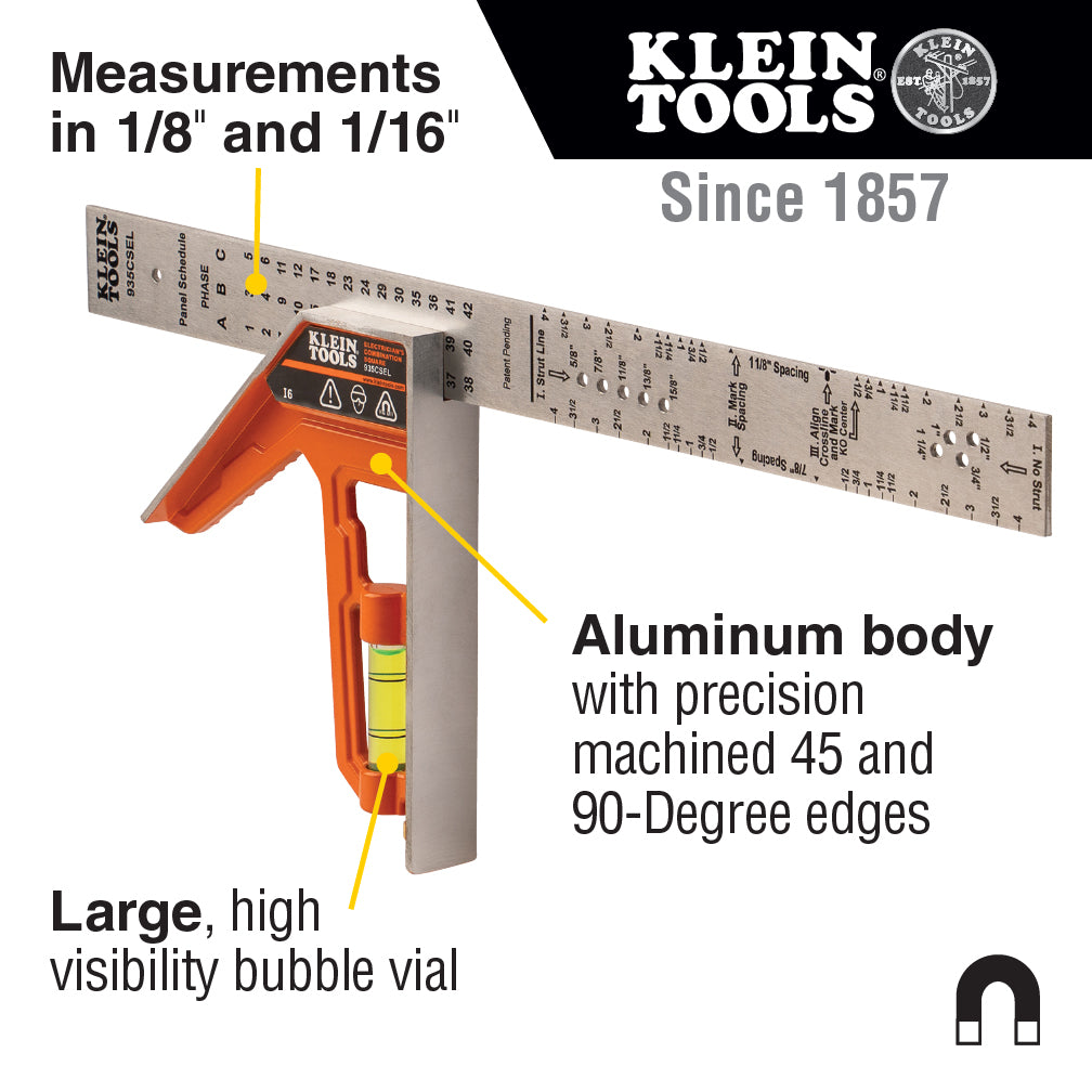 Klein Tools 935CSEL Electrician's Combination Square, 12-Inch - Edmondson Supply