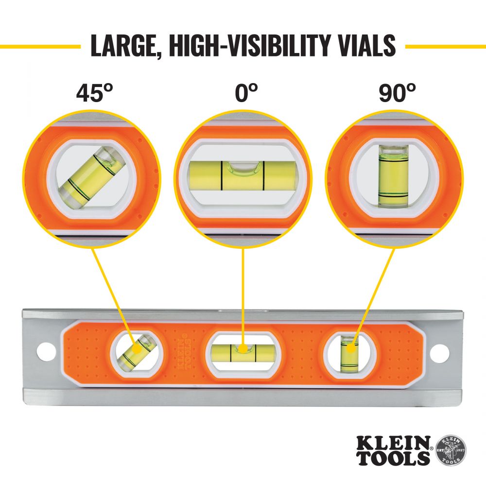 Klein Tools 935R Aluminum Torpedo Level Rare Earth Magnet, 9-Inch - Edmondson Supply