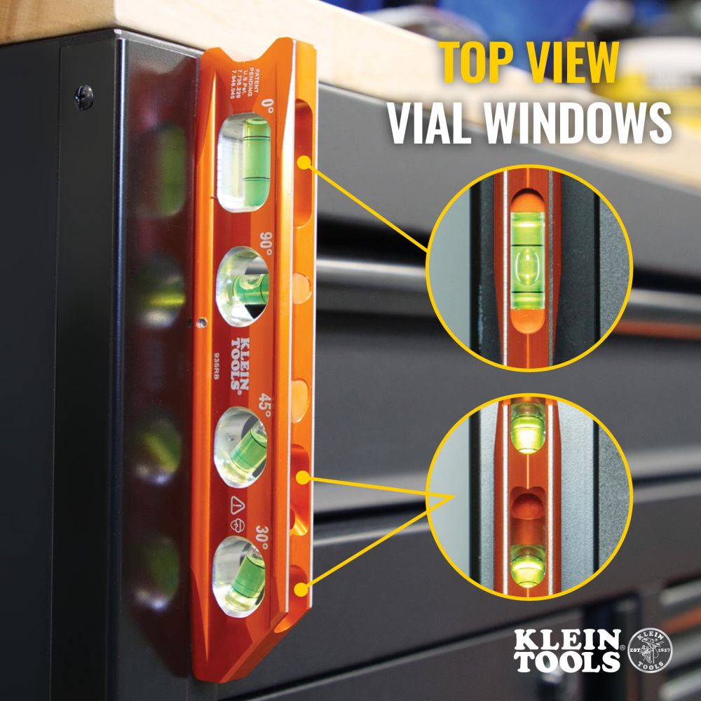 Klein Tools 935RB Torpedo Billet Level, Rare Earth Magnet - Edmondson Supply