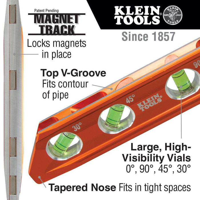 Klein Tools 935RB Torpedo Billet Level, Rare Earth Magnet - Edmondson Supply