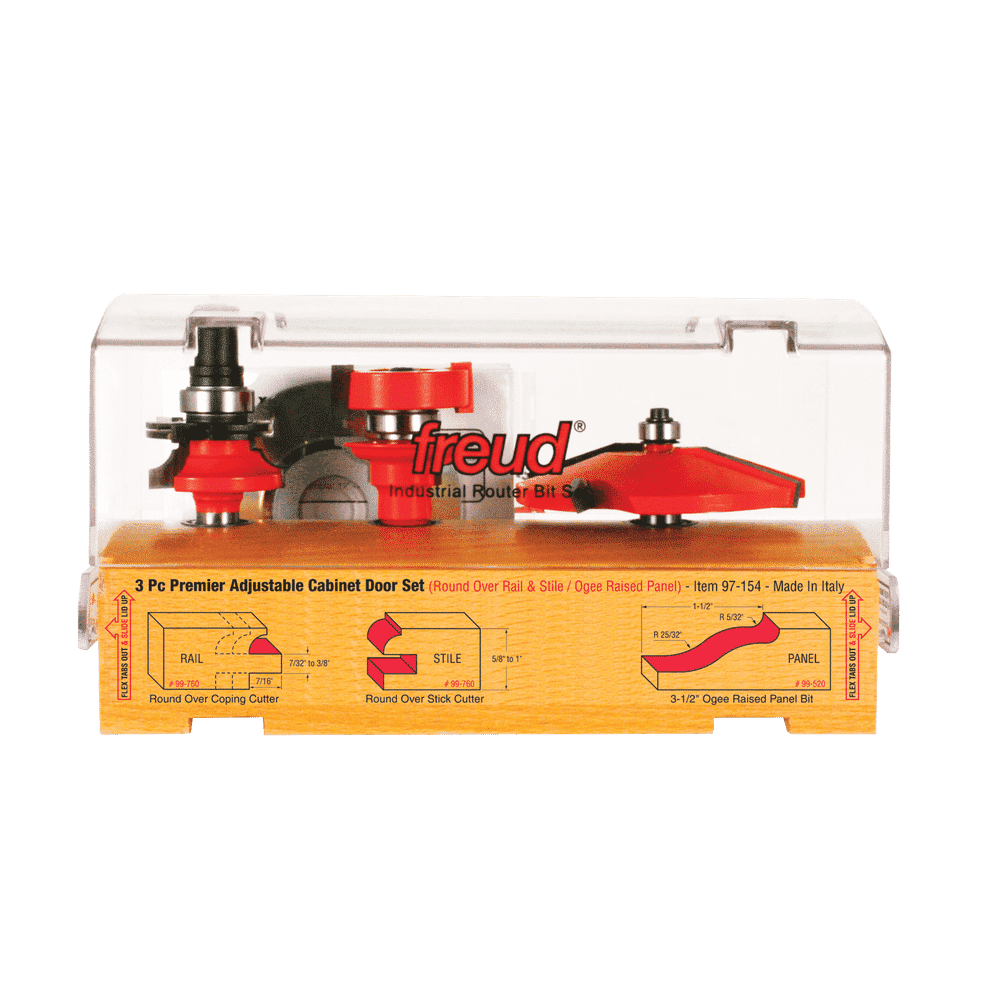 Freud 97-154 3 Piece Premier Adjustable Cabinet Bit Set - Edmondson Supply