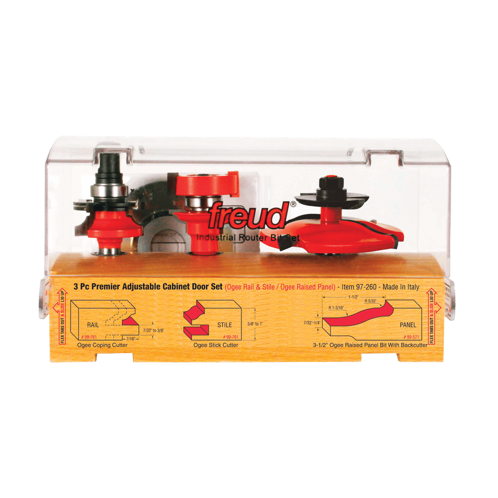 Freud 97-260 3 Piece Premier Adjustable Cabinet Bit Set - Edmondson Supply