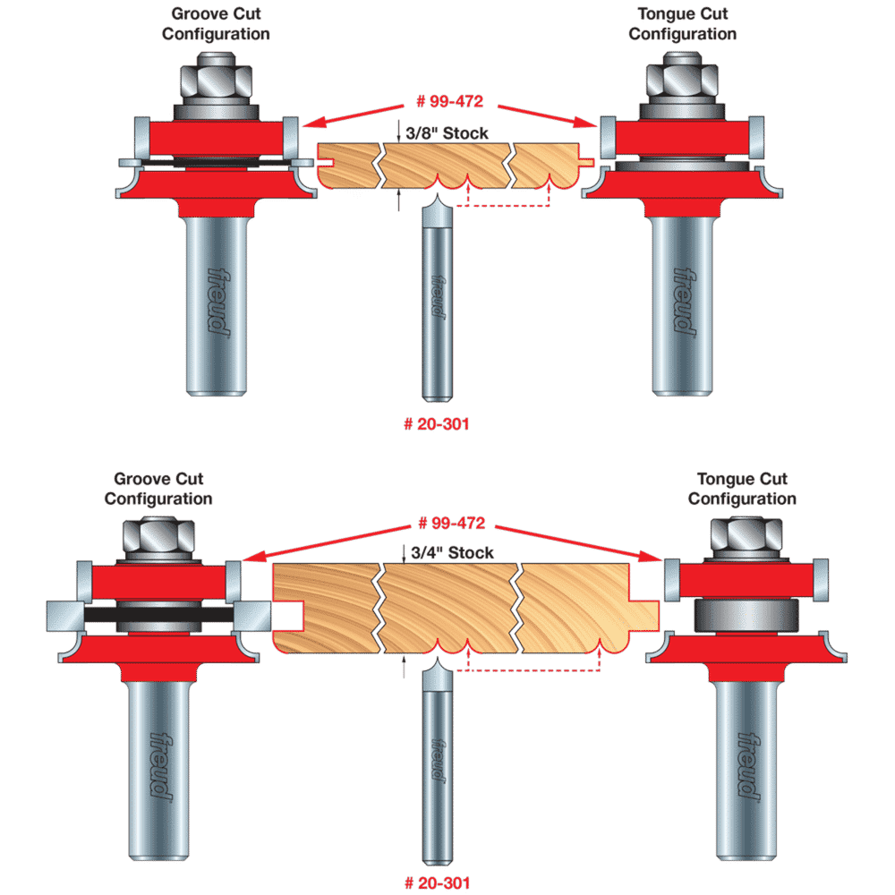Freud 99-472 1‑7/8" Beadboard Tongue & Groove Bit - Edmondson Supply