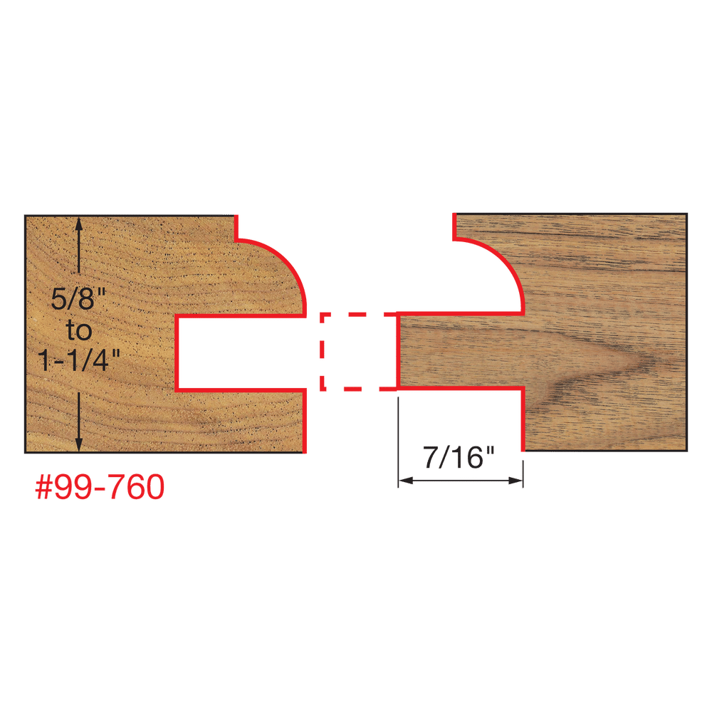 Freud 99-760 1-11/16" Premier Adjustable Rail & Stile Bit - Round Over - Edmondson Supply