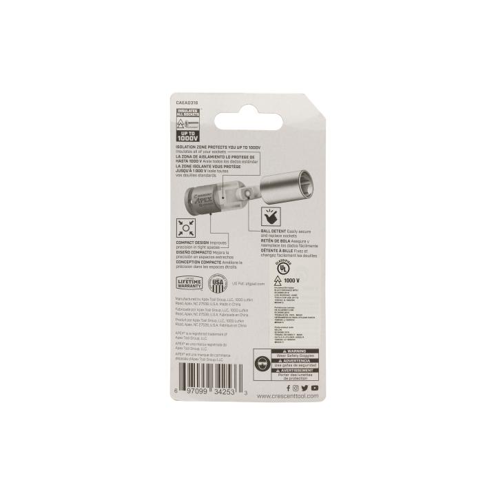 Crescent Tools CAEAD316 eSHOK-GUARD™ Socket Isolator 1/4" x 2" - Edmondson Supply