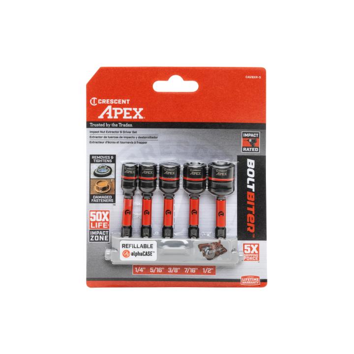 Crescent APEX CAVBXR-5 5 Pc. Bolt Biter™ Impact Nut Extractor & Driver Set - Edmondson Supply
