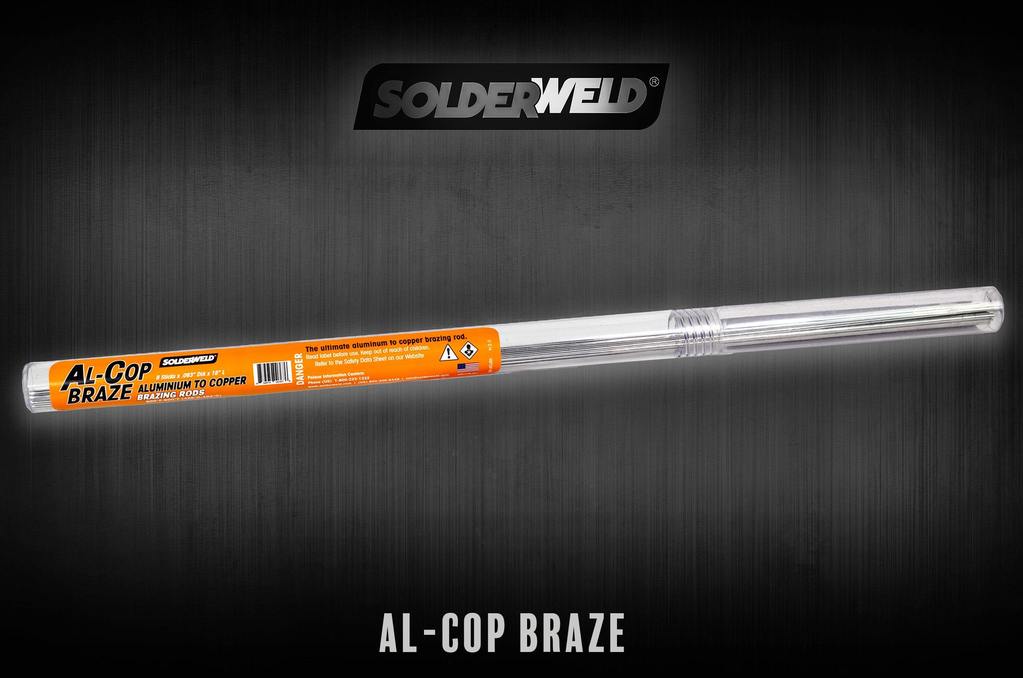 SolderWeld SW-AlCu8K Al-Cop Braze - Aluminum to Copper Brazing Rod - Flux Core, 8 Rod Pack - Edmondson Supply