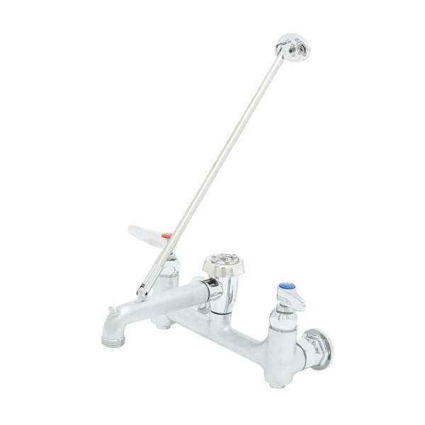 T&S Brass B-0665-BSTR Service Sink Faucet, Wall Mount, 8" Centers, Built-In Stops, Vacuum Breaker, Rough - Edmondson Supply