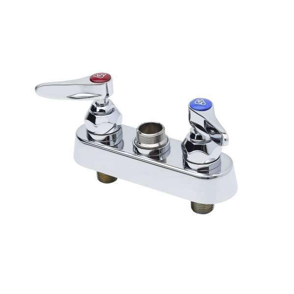 T&S Brass B-1110-LN Workboard Faucet, Deck Mount, 4" Centers, Lever Handles, Less Nozzle - Edmondson Supply