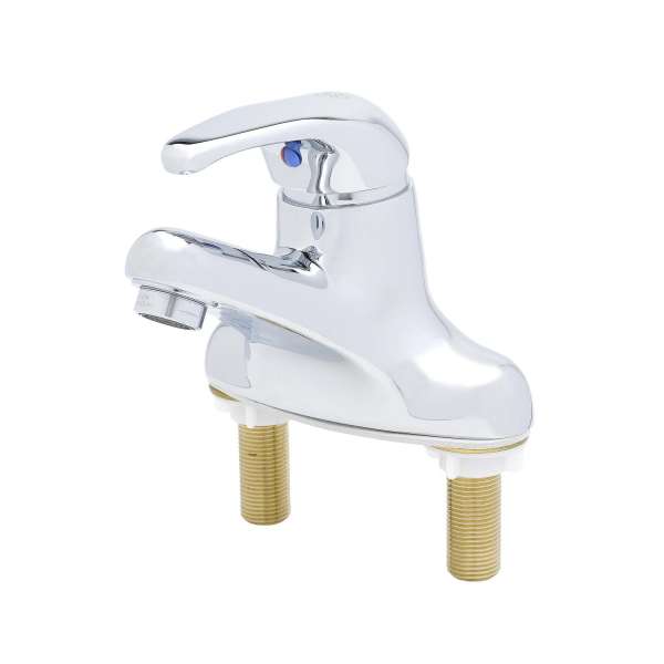 T&S Brass B-2710 Single Lever Faucet, 4" Centerset, 4" Handle, 2.2 GPM Aerator, Pop-Up Drain Assembly - Edmondson Supply