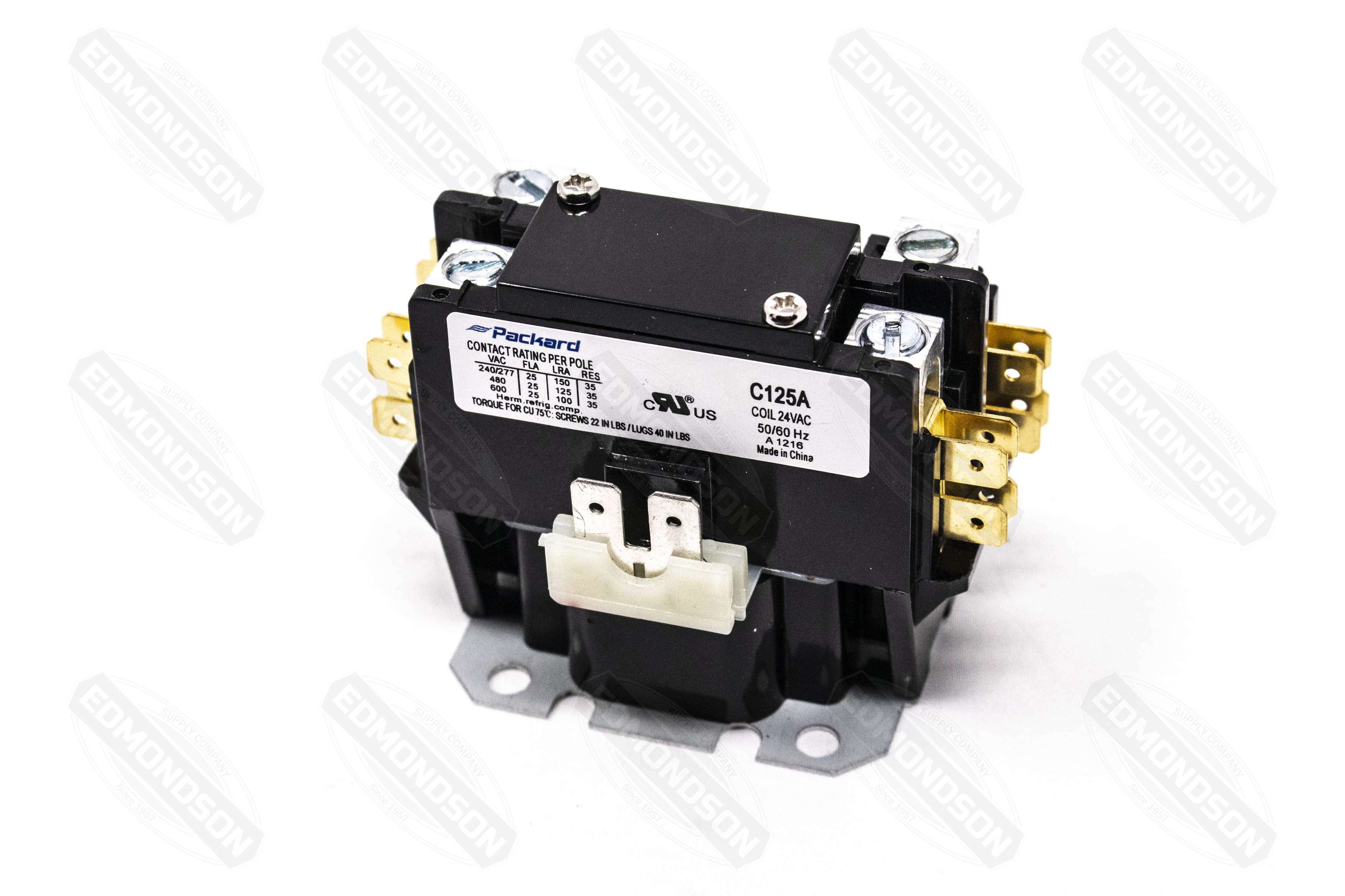 Packard C125A 25 AMP 24 VAC Single 1-Pole Definite Purpose Contactor HVAC - Edmondson Supply