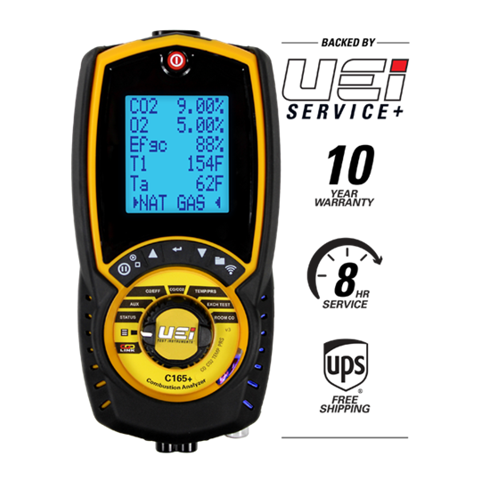 UEi C165+ Residential/Commercial Combustion Analyzer w/High ppm CO reading