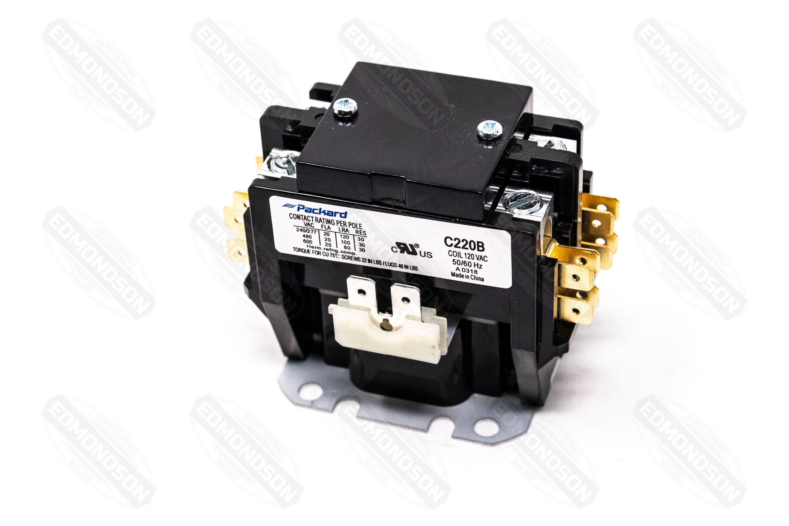 Packard C220B Contactor 2 Pole 20 Amps 120 Coil Voltage - Edondson Supply