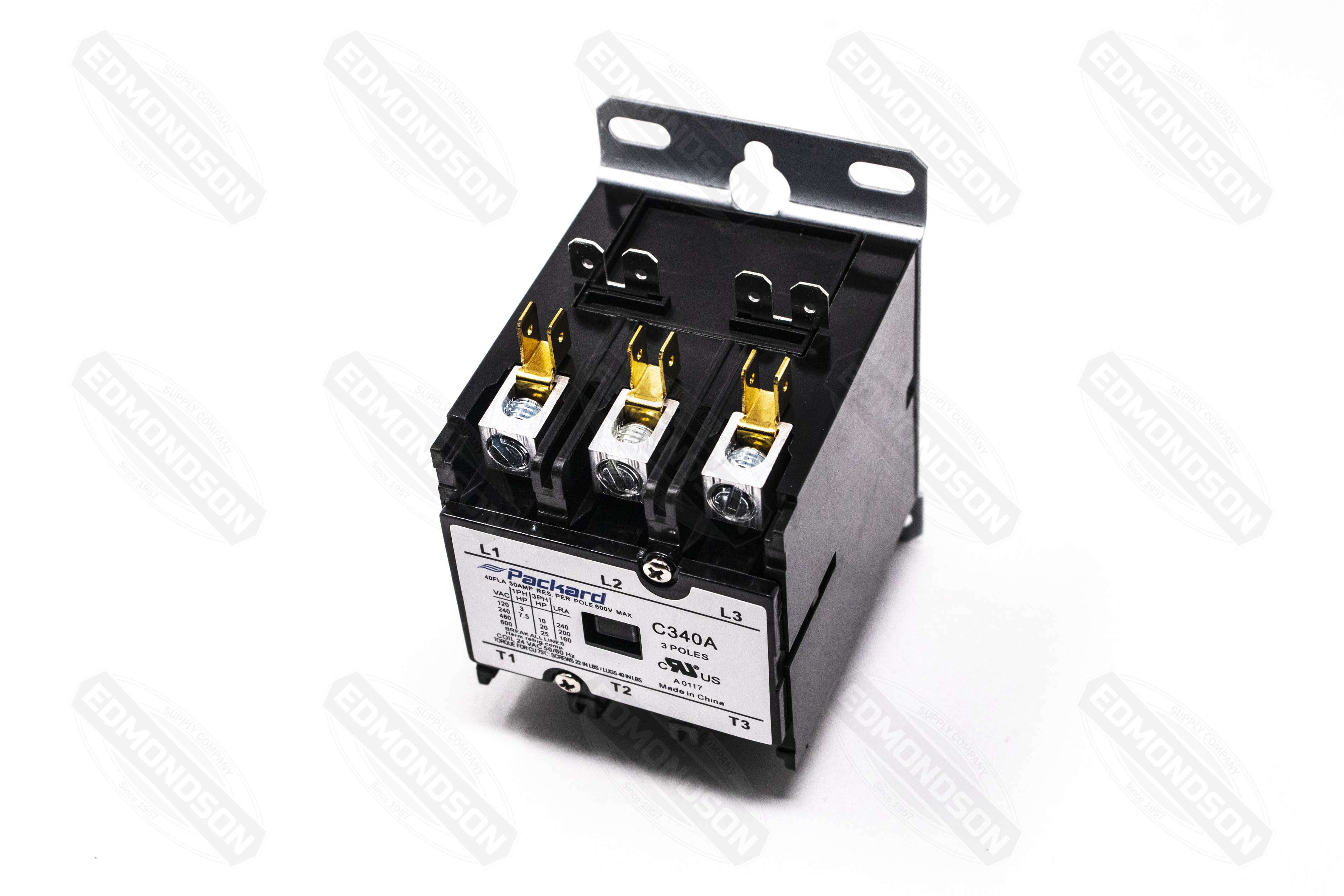 Packard C340A Contactor 3 Pole 40 Amps 24 Coil Voltage - Edmondson Supply