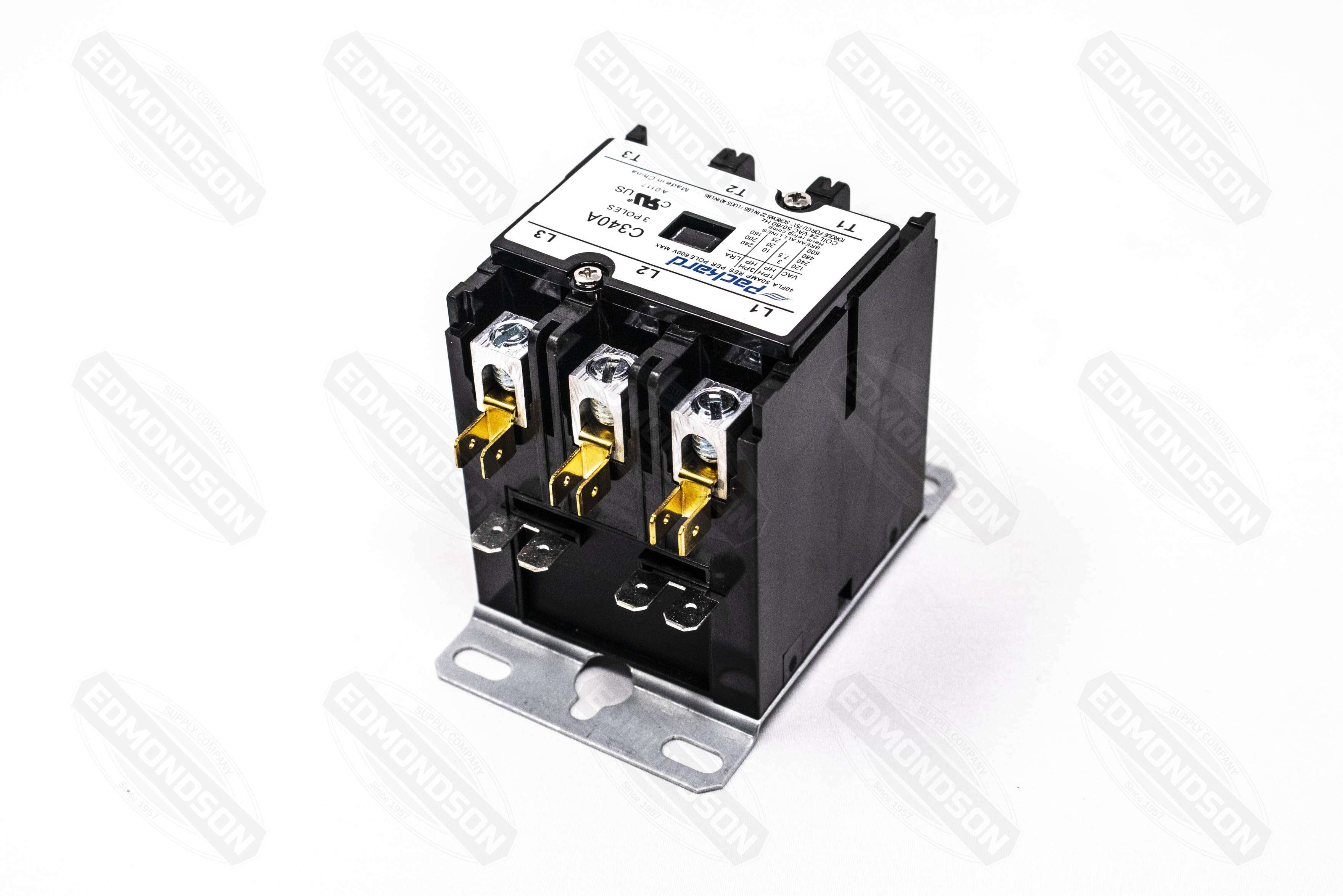 Packard C340A Contactor 3 Pole 40 Amps 24 Coil Voltage - Edmondson Supply