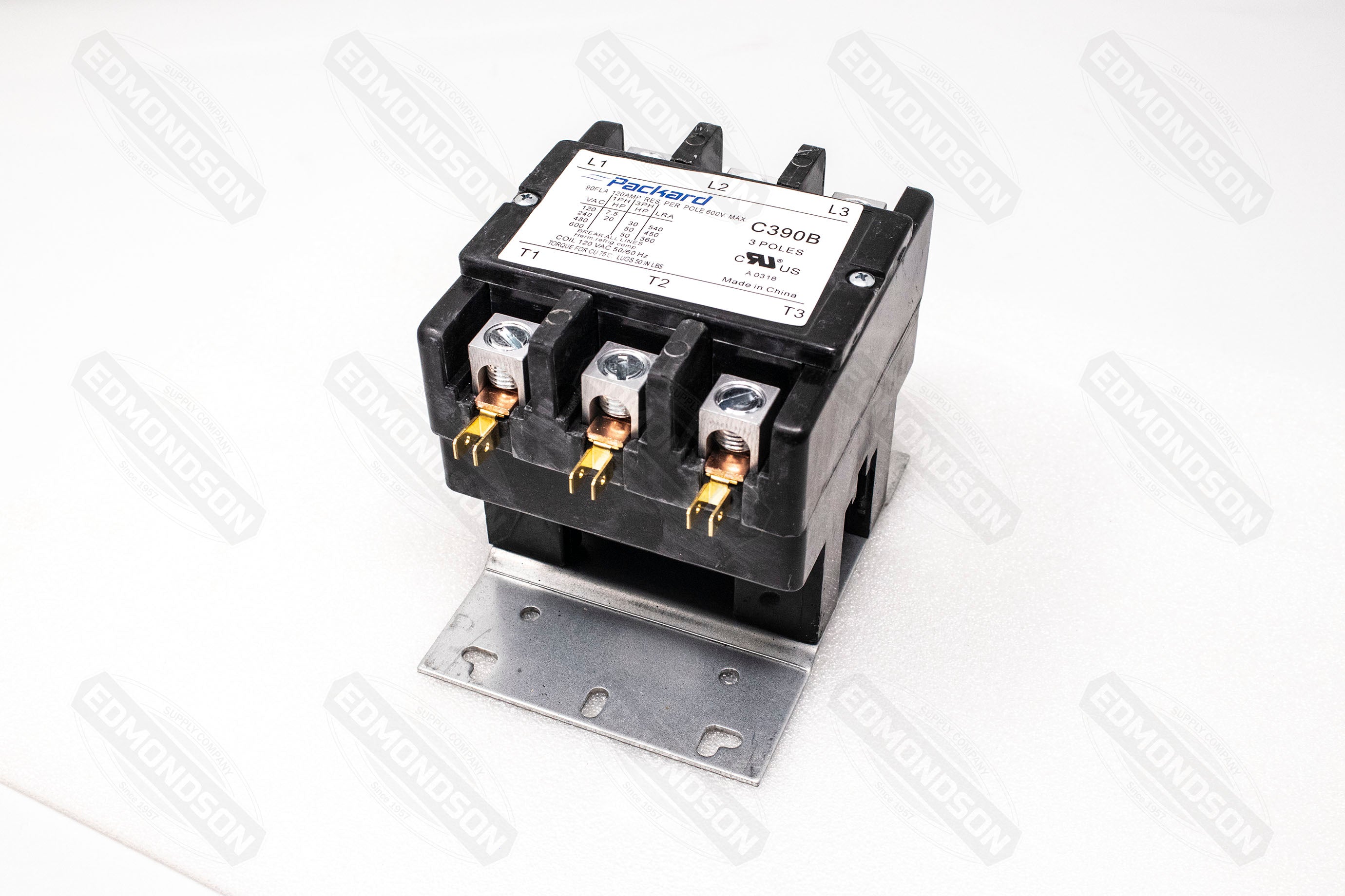 Packard C390B Contactor 3 Pole 90 Amps 120 Coil Voltage - Edmondson Supply