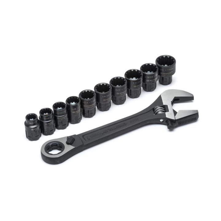 Crescent Tools CPTAW8 11 Pc. Pass-Thru™ X6™ Black Oxide Adjustable Wrench and Spline Socket Set - Edmondson Supply