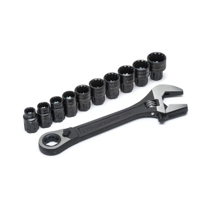 Crescent Tools CPTAW8 11 Pc. Pass-Thru™ X6™ Black Oxide Adjustable Wrench and Spline Socket Set