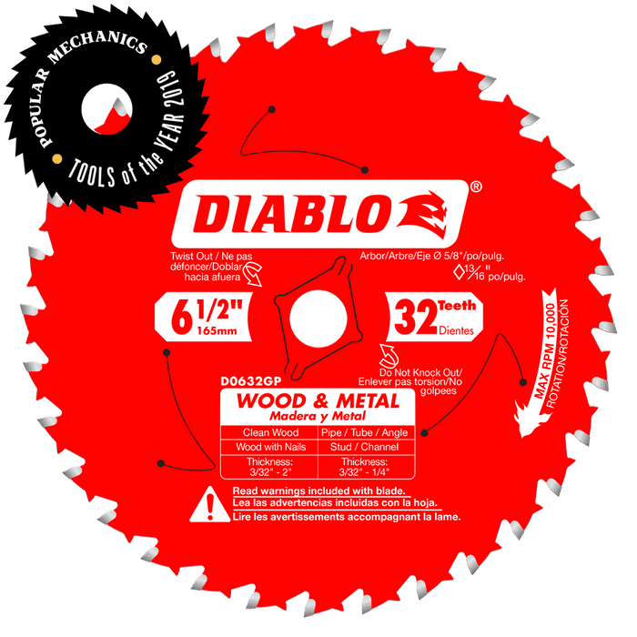Diablo Tools D0632GPX 6-1/2 in. x 32 Tooth Wood & Metal Carbide Saw Blade